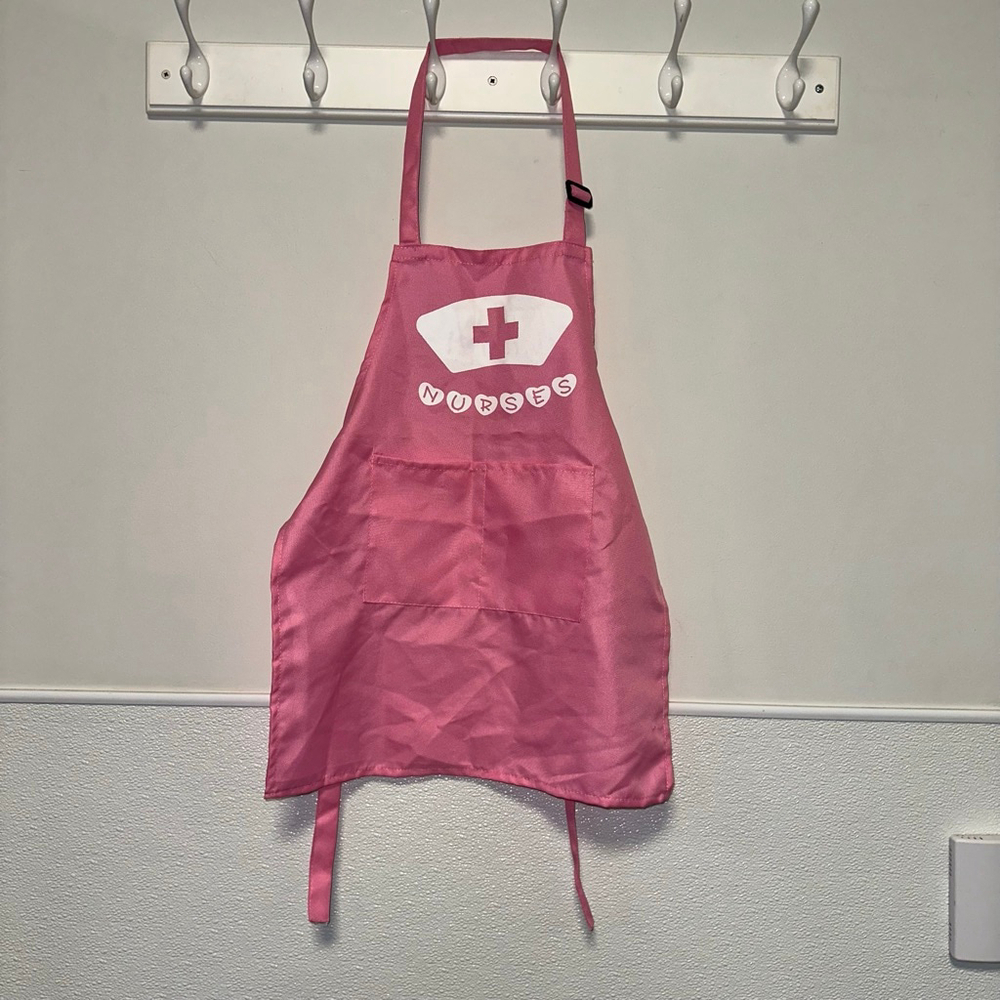 Kids Nurse Costume Apron Pink/White One Size Halloween Pretend Play - Picture 2 of 5